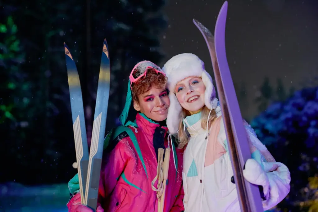 Girls skiing